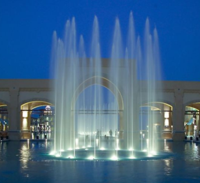 Water swimming pool fountain show